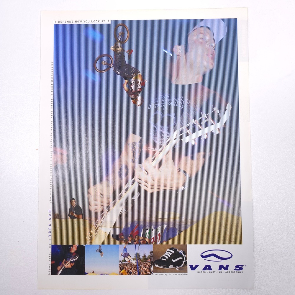 Vintage Vans BMX Shoe Print Ad Guitar Concert Collage Extreme Sports Advertising